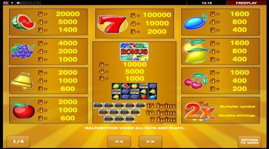 De paytable bekijken