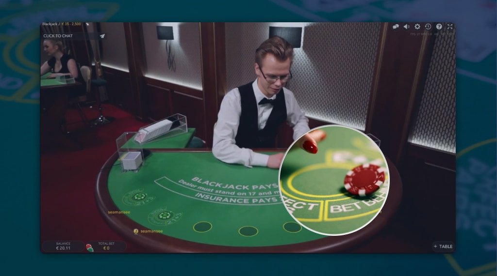 Bet Behind Blackjack van Evolution Gaming Speel mee achter de tafel🥇
