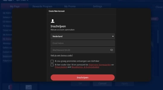 E-mailadres en wachtwoord invullen
