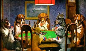 Dogs playing Poker van Cassius Coolidge