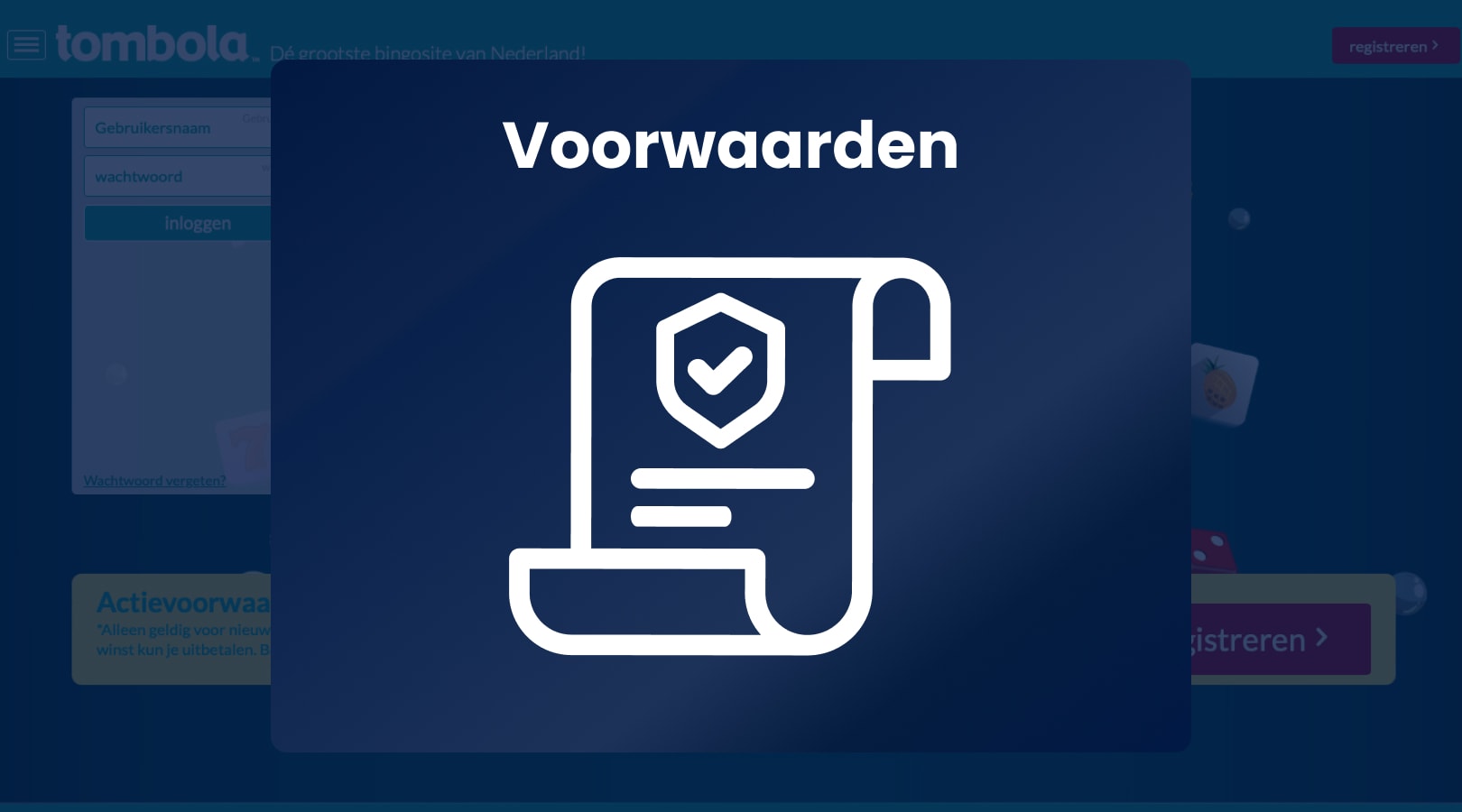 Voorwaarden van Tombola