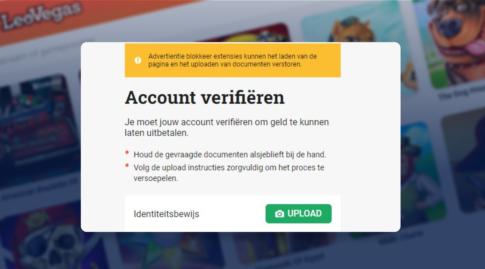 Account verifiëren en identiteitsbewijs uploaden