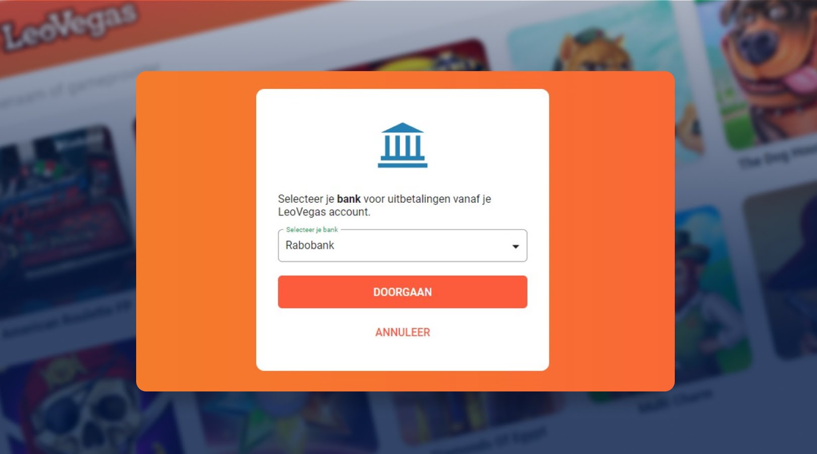 Selecteer de bank voor uitbetalingen
